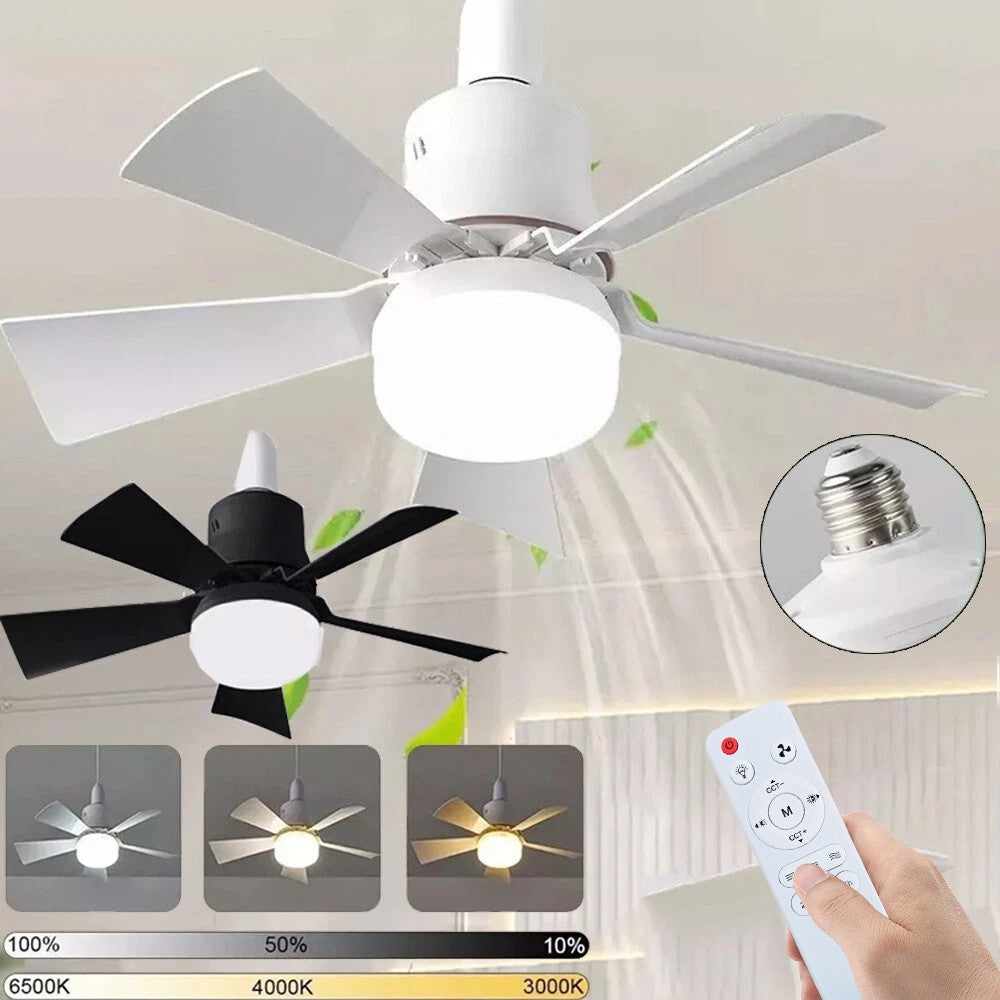 40W schwarzer LED-Deckenventilator mit Licht, Fernbedienung, 3 Geschwindigkeitsstufen, dimmbar, B22, E27-Adapter UK