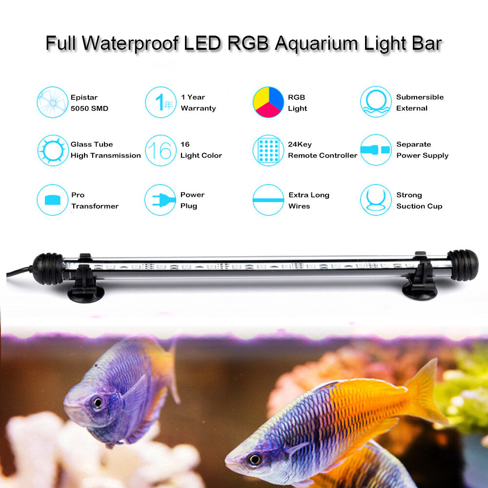 38 cm Aquarium LED-Lichtleiste, 5050 RGB LED-Streifen, tauchfähig, mit UK-Netzstecker