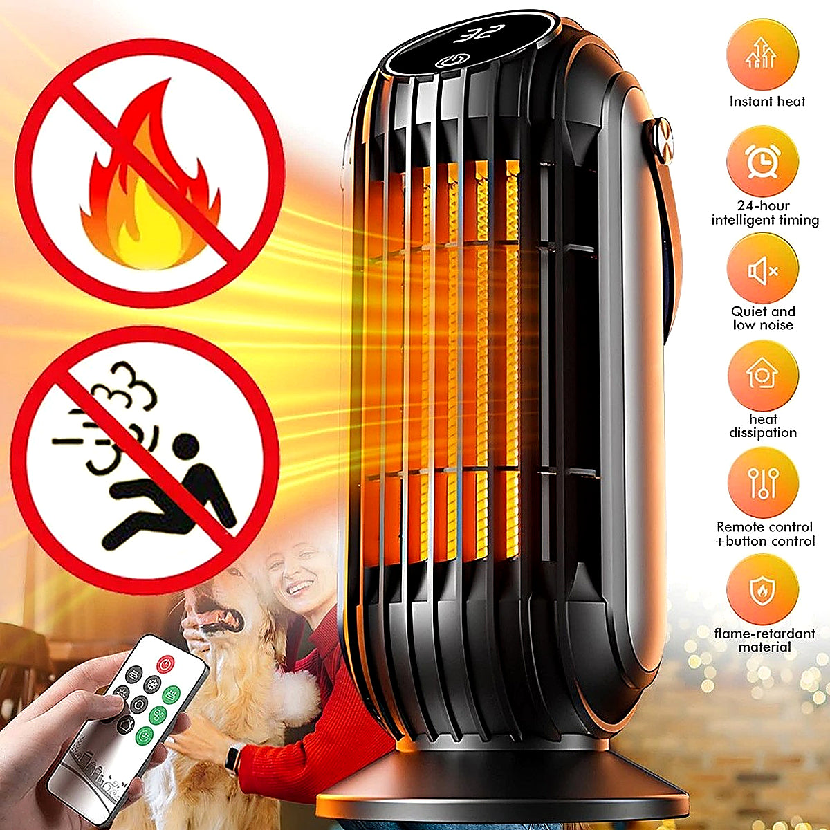 2500W Portable Electric Space Heater Small PTC Ceramic Heater Fan Quick Heating