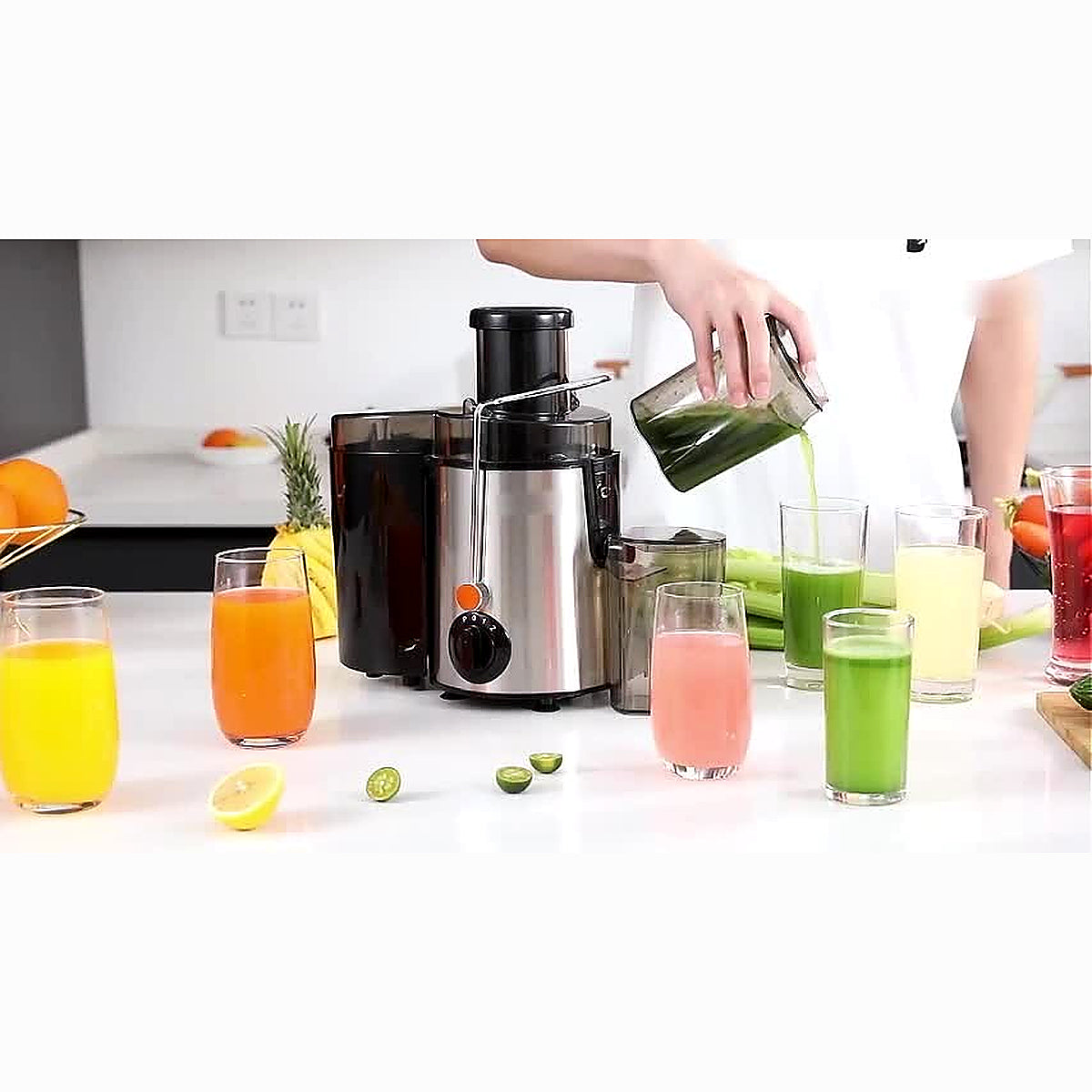 2000W Juicer Machine Whole Fruit Vegetable Large Juice Extractor Stainless Steel