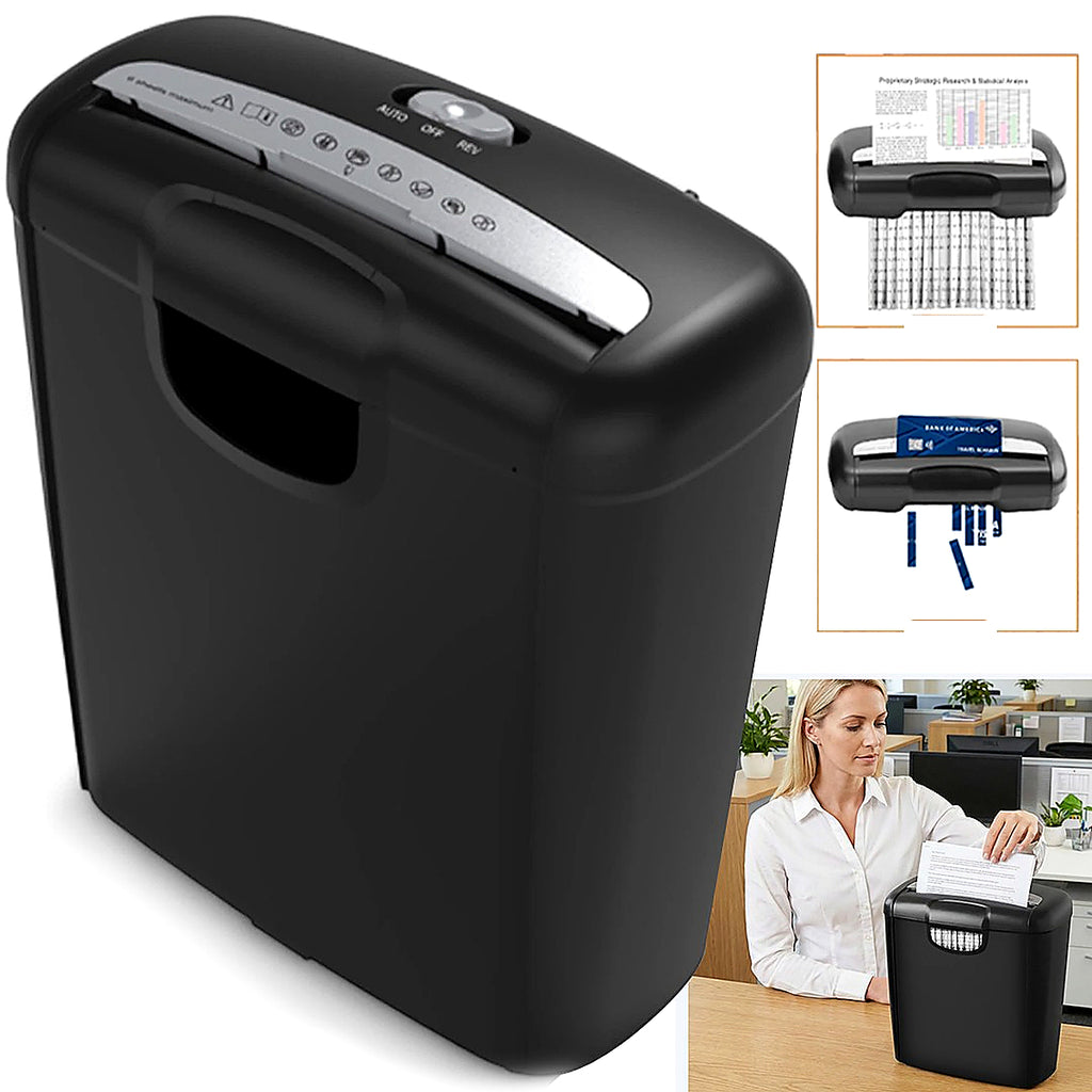 Paper Shredder 5 Sheet 10 Litre Strip Cut A4 Auto on Reverse For Home Office UK