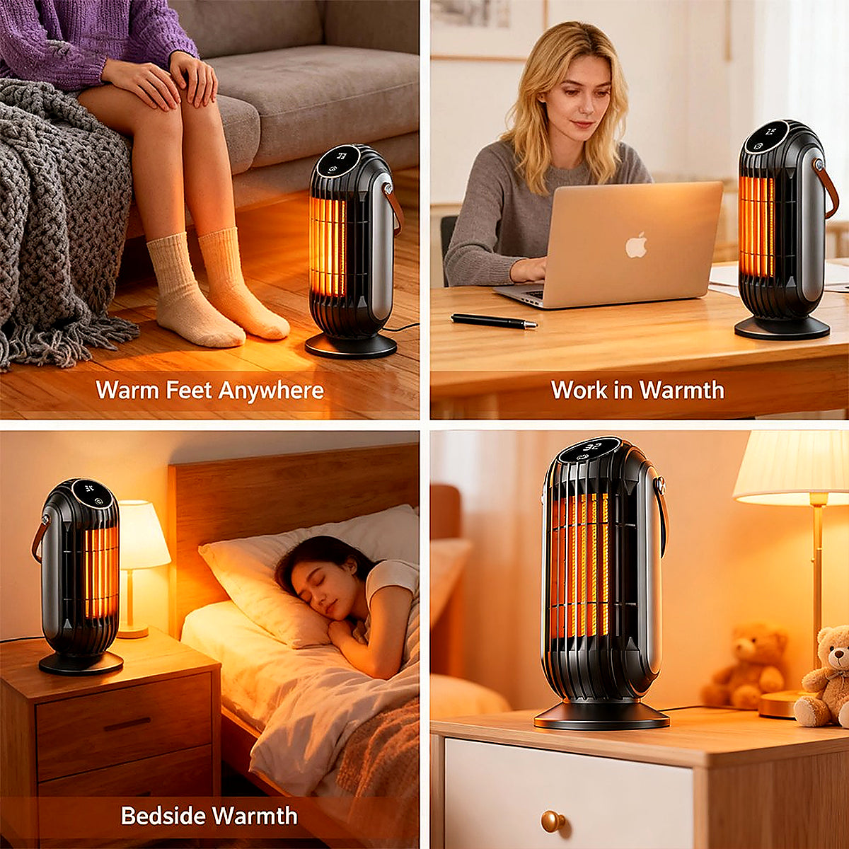 2500W Portable Electric Space Heater Small PTC Ceramic Heater Fan Quick Heating