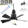 40W schwarzer LED-Deckenventilator mit Licht, Fernbedienung, 3 Geschwindigkeitsstufen, dimmbar, B22, E27-Adapter UK