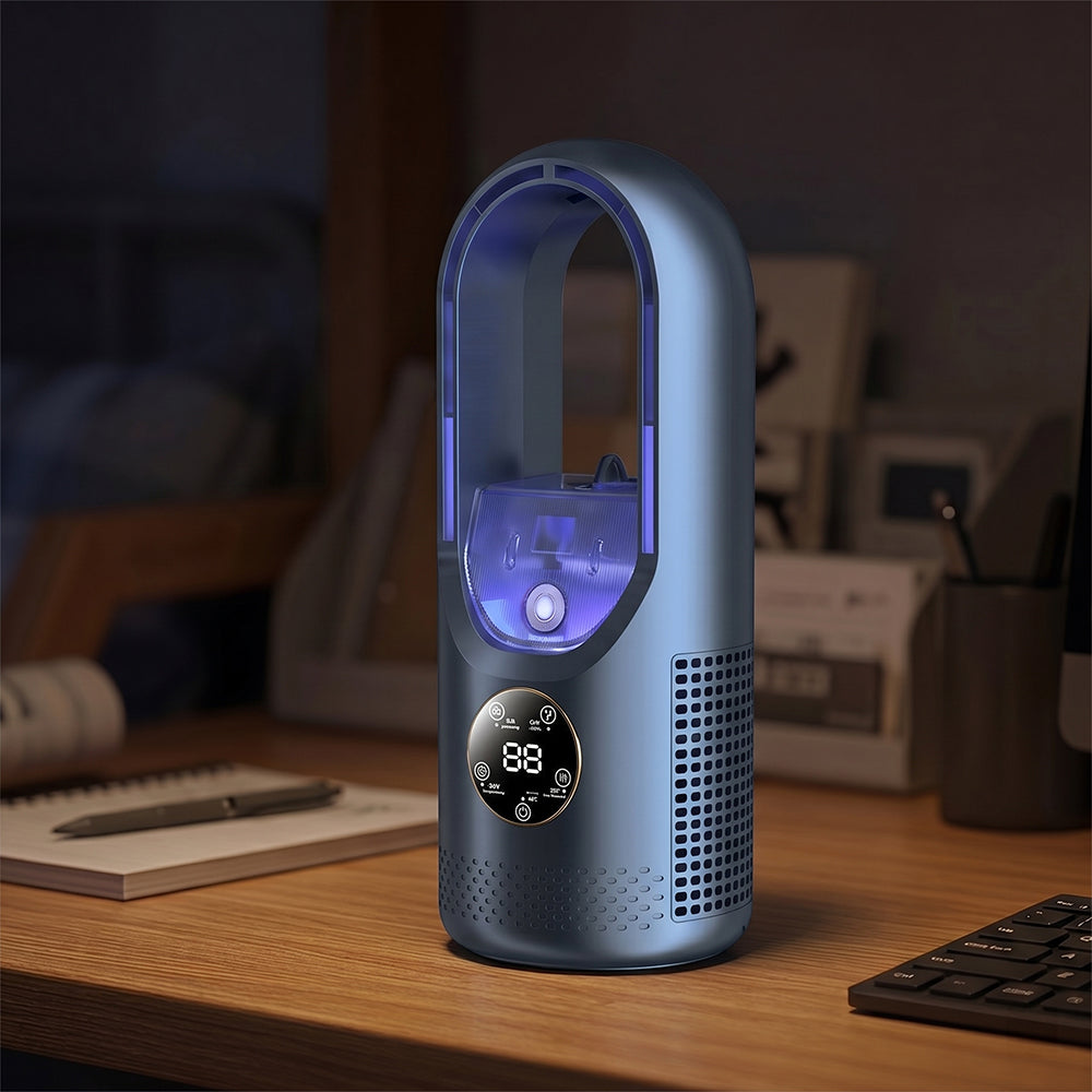 Portable Air 6 Speed Timer Air Conditioner Cooler Leafless Electric Fan UK