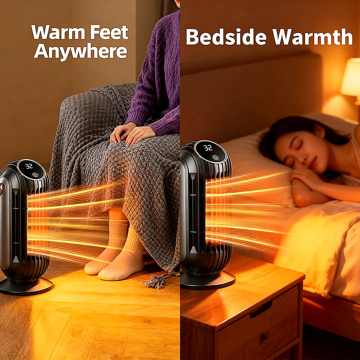 2500W Portable Electric Space Heater Small PTC Ceramic Heater Fan Quick Heating