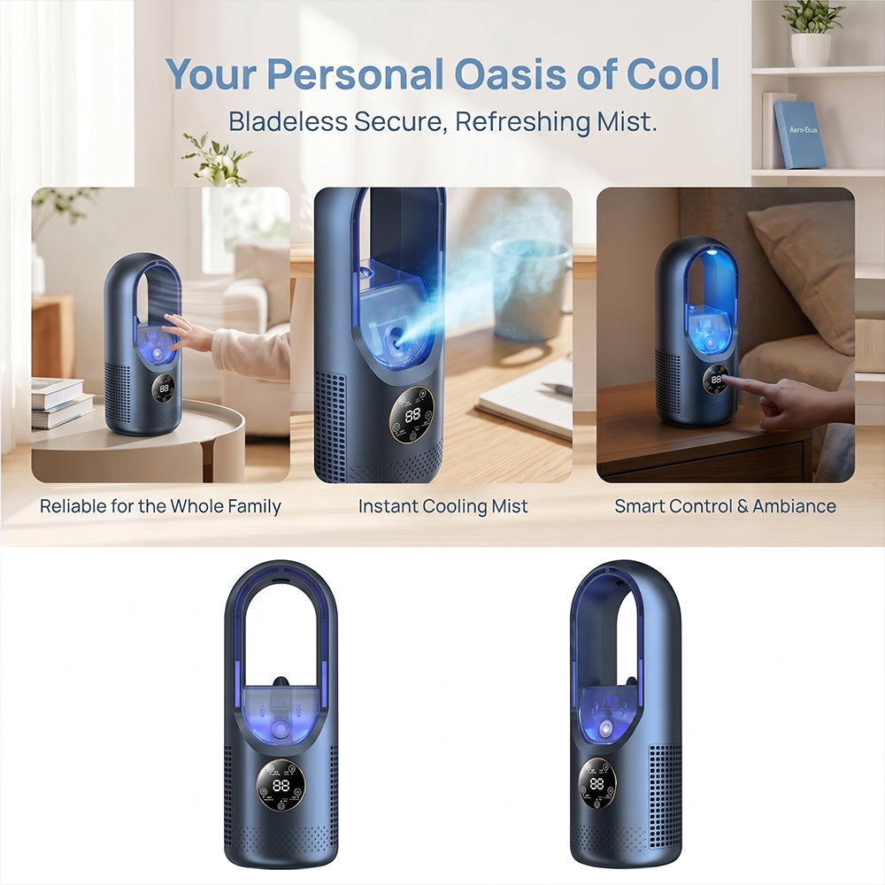 Portable Air 6 Speed Timer Air Conditioner Cooler Leafless Electric Fan UK