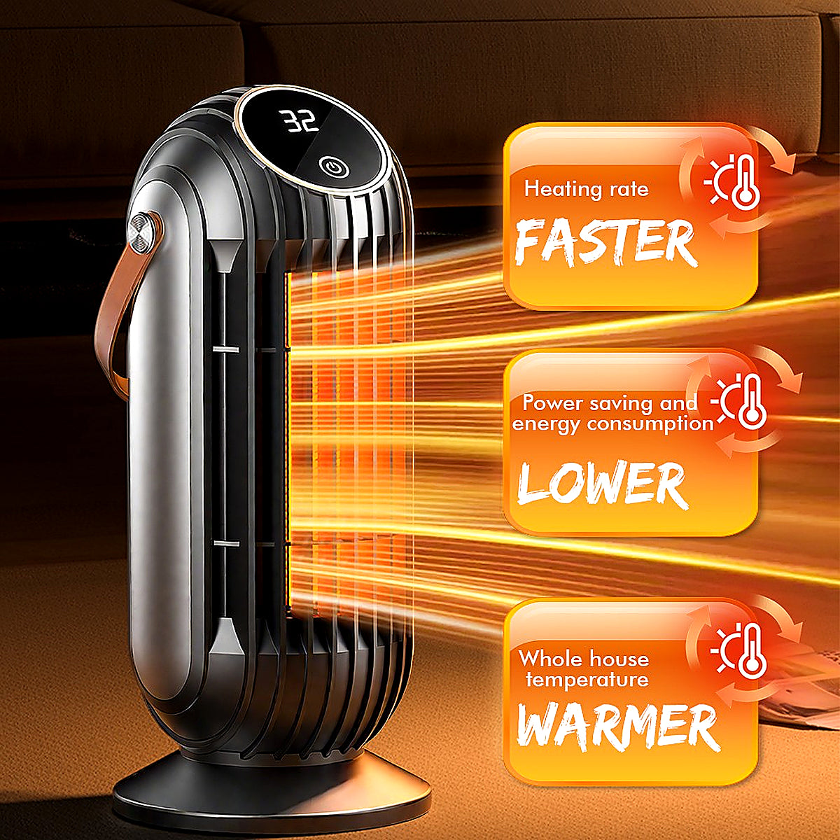 2500W Portable Electric Space Heater Small PTC Ceramic Heater Fan Quick Heating