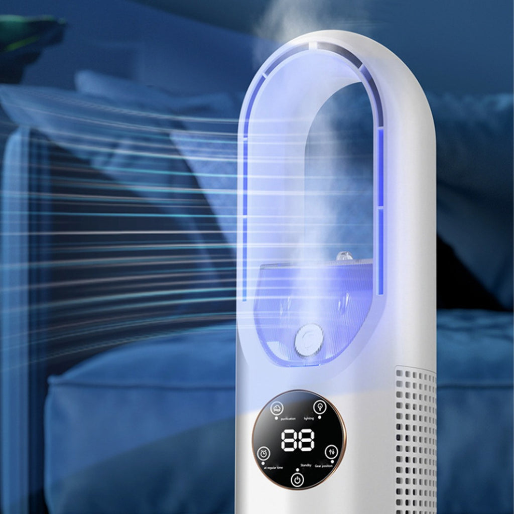 Portable Air 6 Speed Timer Air Conditioner Cooler Leafless Electric Fan UK