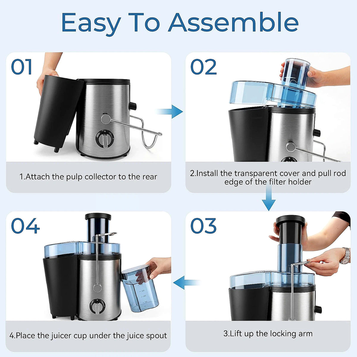 2000W Juicer Machine Whole Fruit Vegetable Large Juice Extractor Stainless Steel