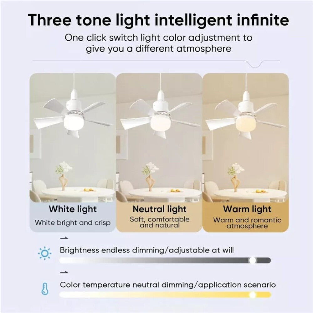 40W White LED Ceiling Fan Light ,Remote Control 3 Speeds, Dimmable B22, E27 Adapter UK
