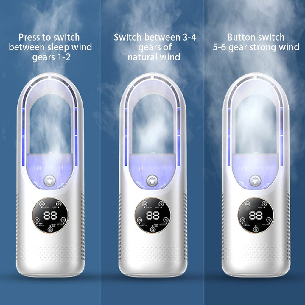 Portable Air 6 Speed Timer Air Conditioner Cooler Leafless Electric Fan UK