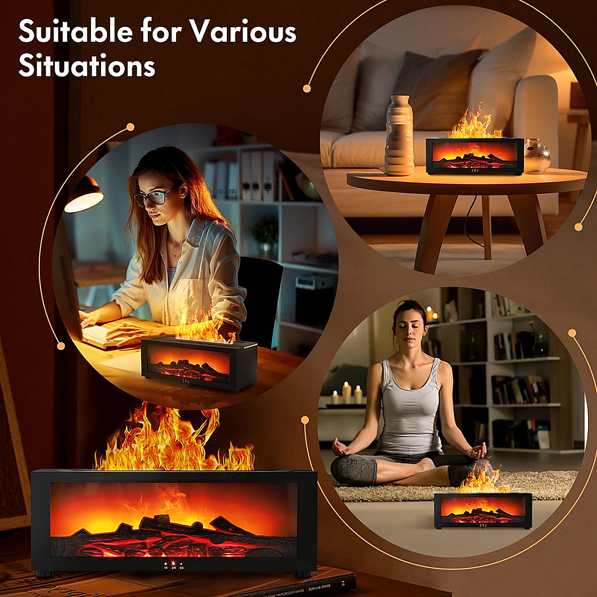 Flammen LED Licht Luftbefeuchter Aroma Diffuser Diffusor mit Timer Fernbedienung