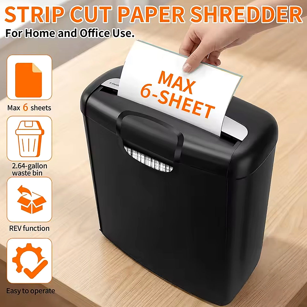 Paper Shredder 5 Sheet 10 Litre Strip Cut A4 Auto on Reverse For Home Office UK