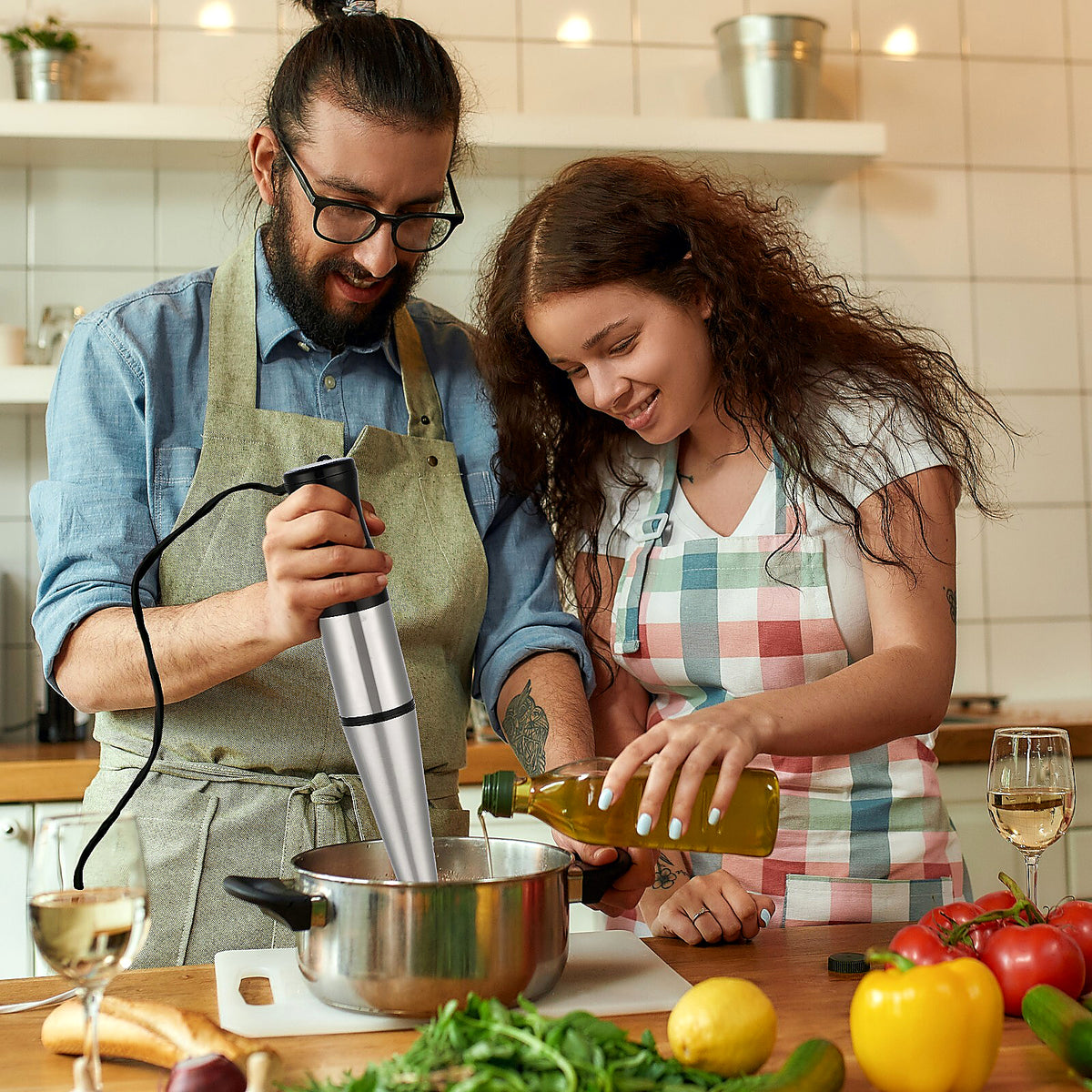 1200W Stabmixer Hand Blender Pürierstab Pürierer Püriergerät Mixer Silber