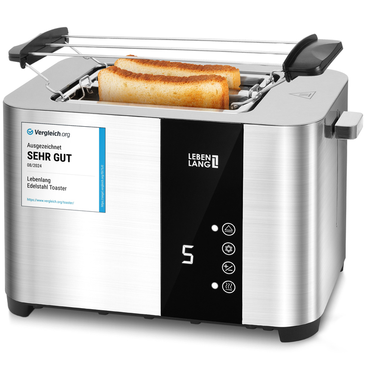 LEBENLANG Toaster Premium 2- Scheiben Multifunktionstoaster aus Edelstahl