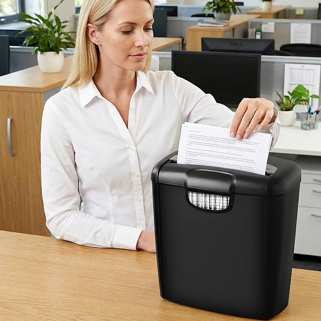 Paper Shredder 5 Sheet 10 Litre Strip Cut A4 Auto on Reverse For Home Office UK