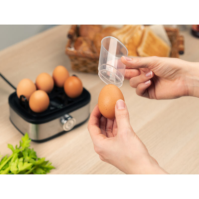 3in1-Edelstahl-Eierkocher, 210 W, 6 Eier oder Rührei, inkl. Messbecher