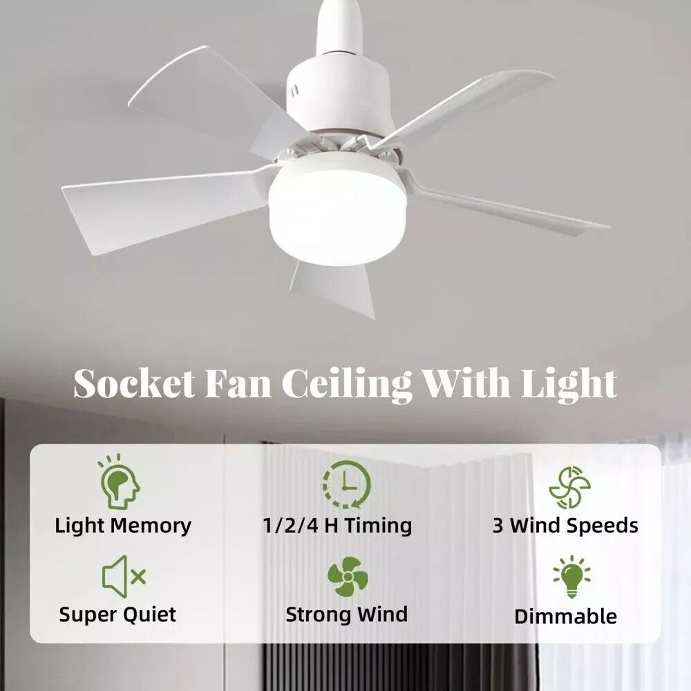 40W White LED Ceiling Fan Light ,Remote Control 3 Speeds, Dimmable B22, E27 Adapter UK