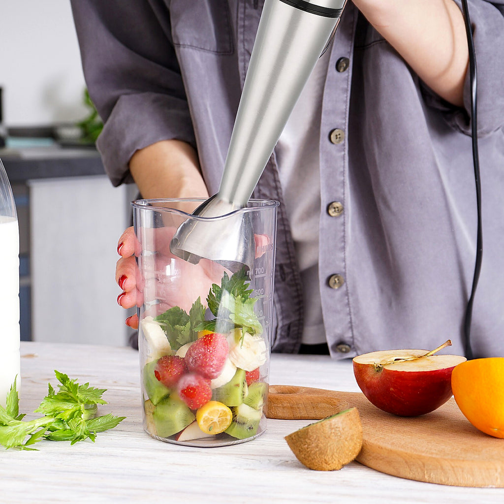 1200W Stabmixer Hand Blender Pürierstab Pürierer Püriergerät Mixer Silber
