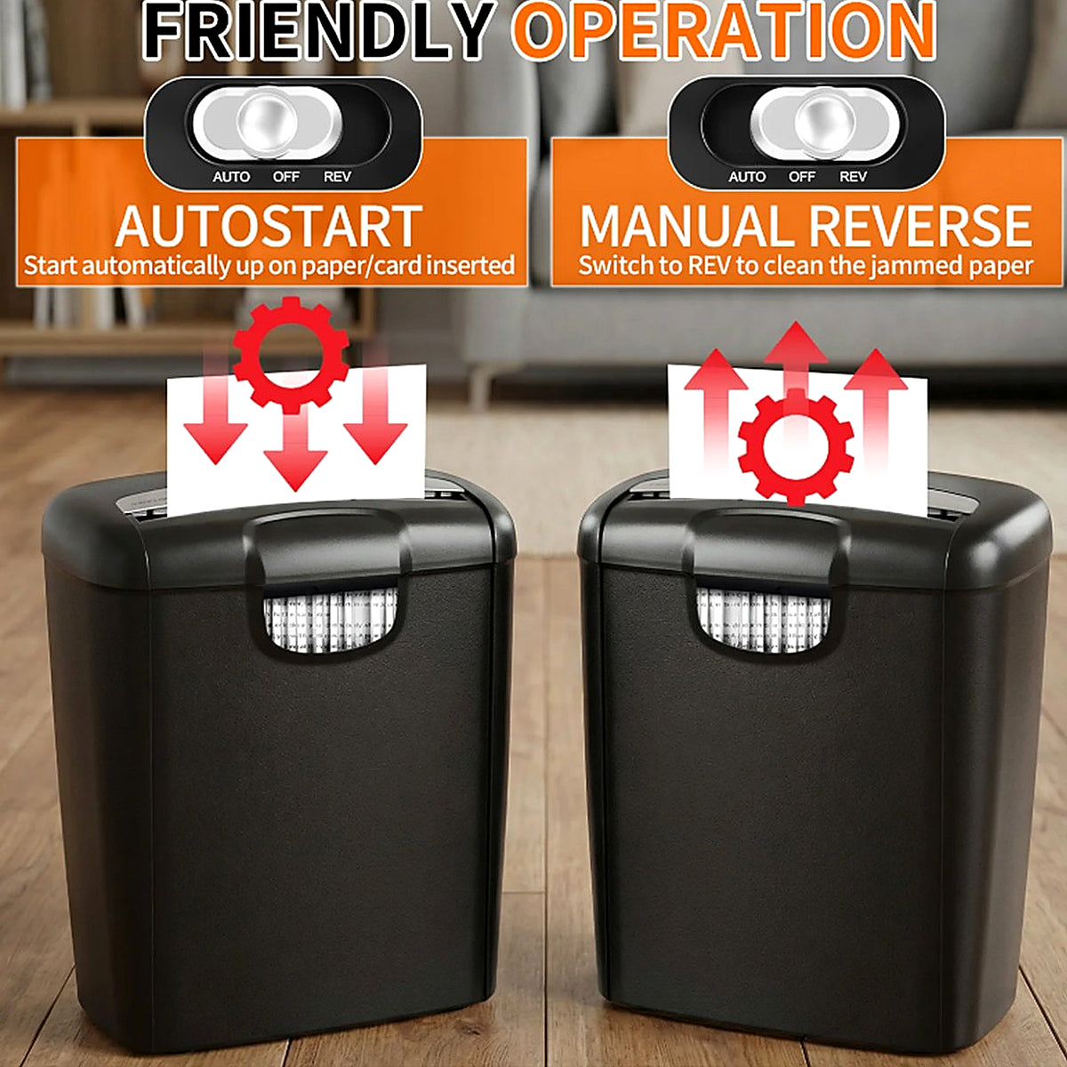 Paper Shredder 5 Sheet 10 Litre Strip Cut A4 Auto on Reverse For Home Office UK