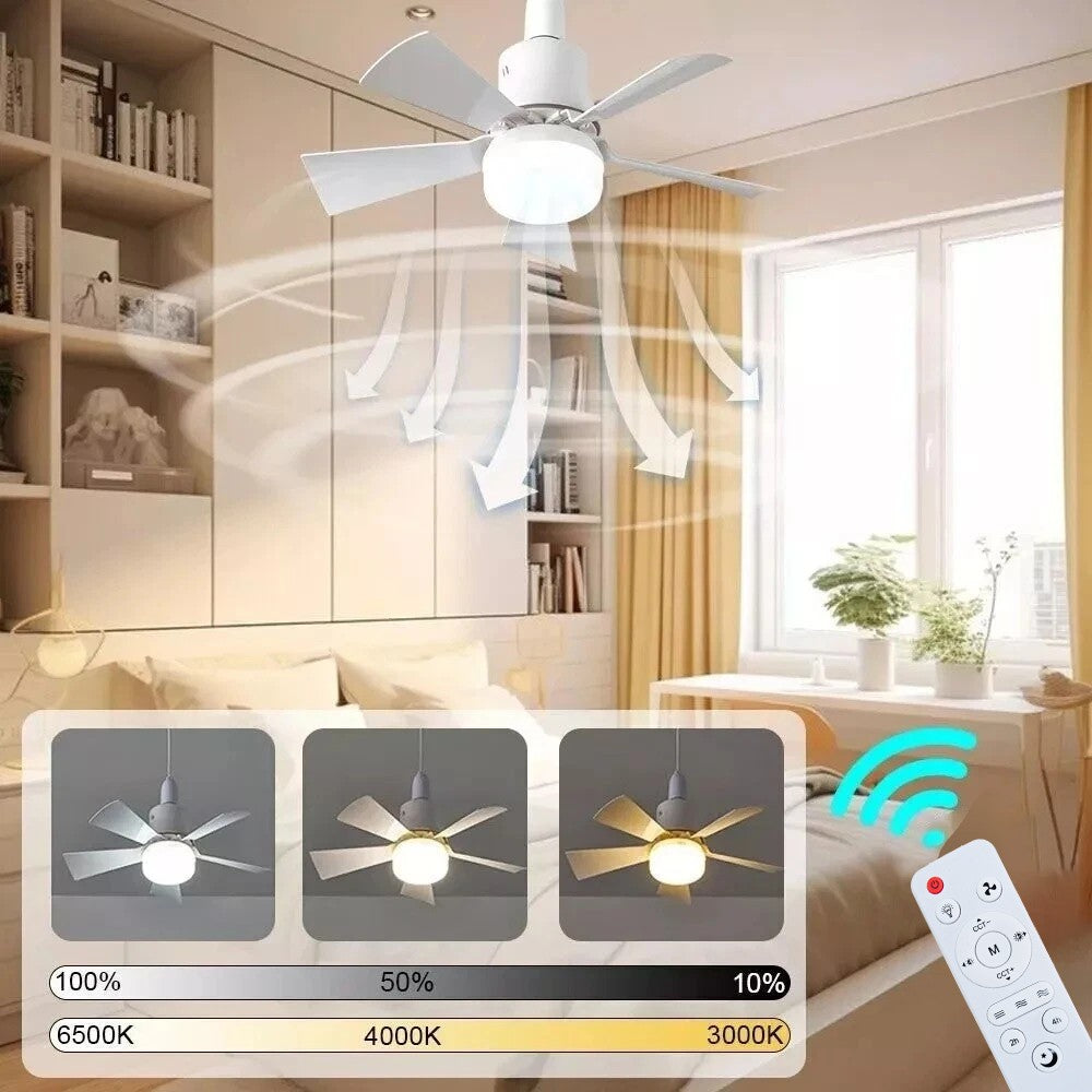 40W White LED Ceiling Fan Light ,Remote Control 3 Speeds, Dimmable B22, E27 Adapter UK