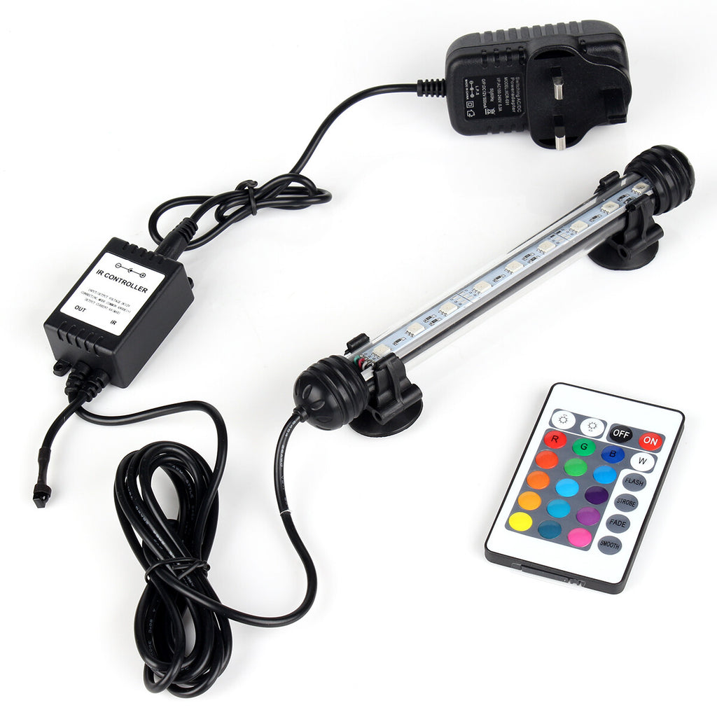 18CM Aquarium Fish Tank 5050 RGB LED Strip Lights Bar Lamp Submersible Lights UK Plug