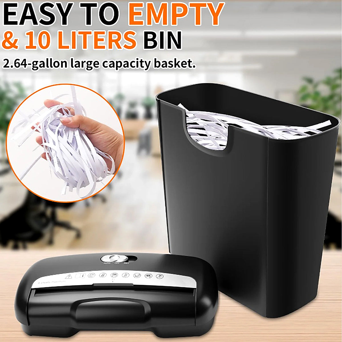 Paper Shredder 5 Sheet 10 Litre Strip Cut A4 Auto on Reverse For Home Office UK