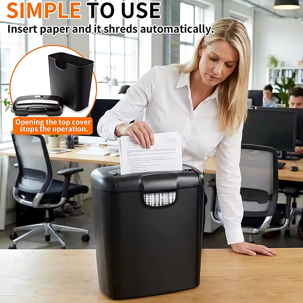 Paper Shredder 5 Sheet 10 Litre Strip Cut A4 Auto on Reverse For Home Office UK