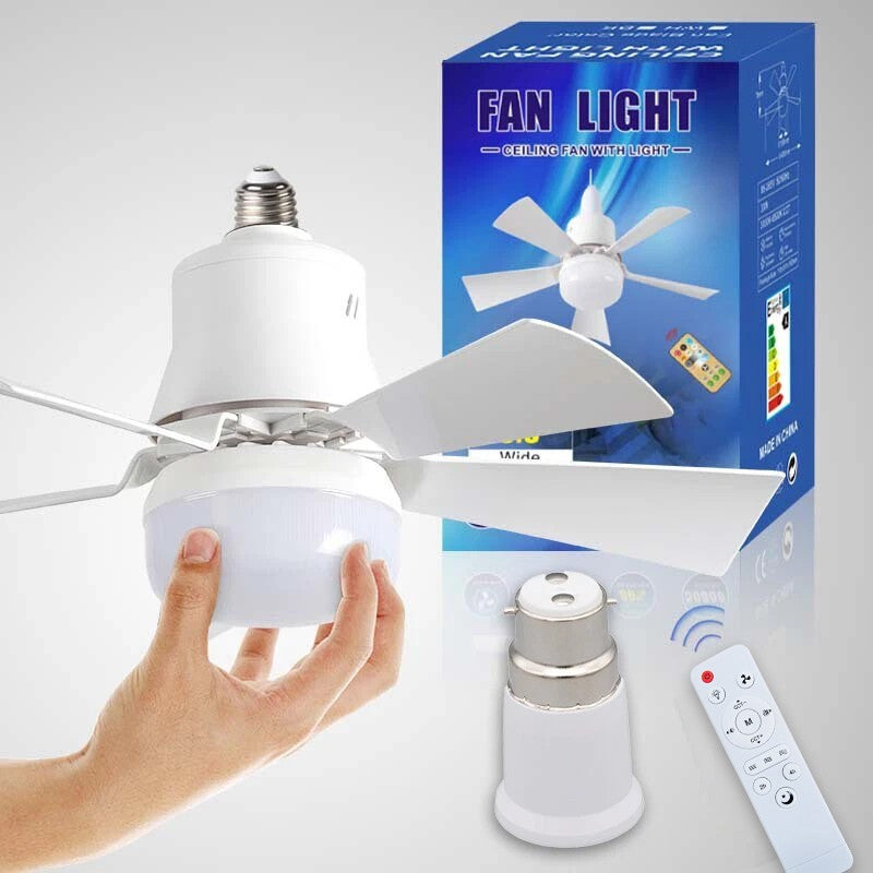 40W White LED Ceiling Fan Light ,Remote Control 3 Speeds, Dimmable B22, E27 Adapter UK