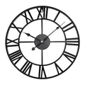 Große römische Skelett-Wanduhr aus Metall, große Ziffern, offenes rundes Ziffernblatt