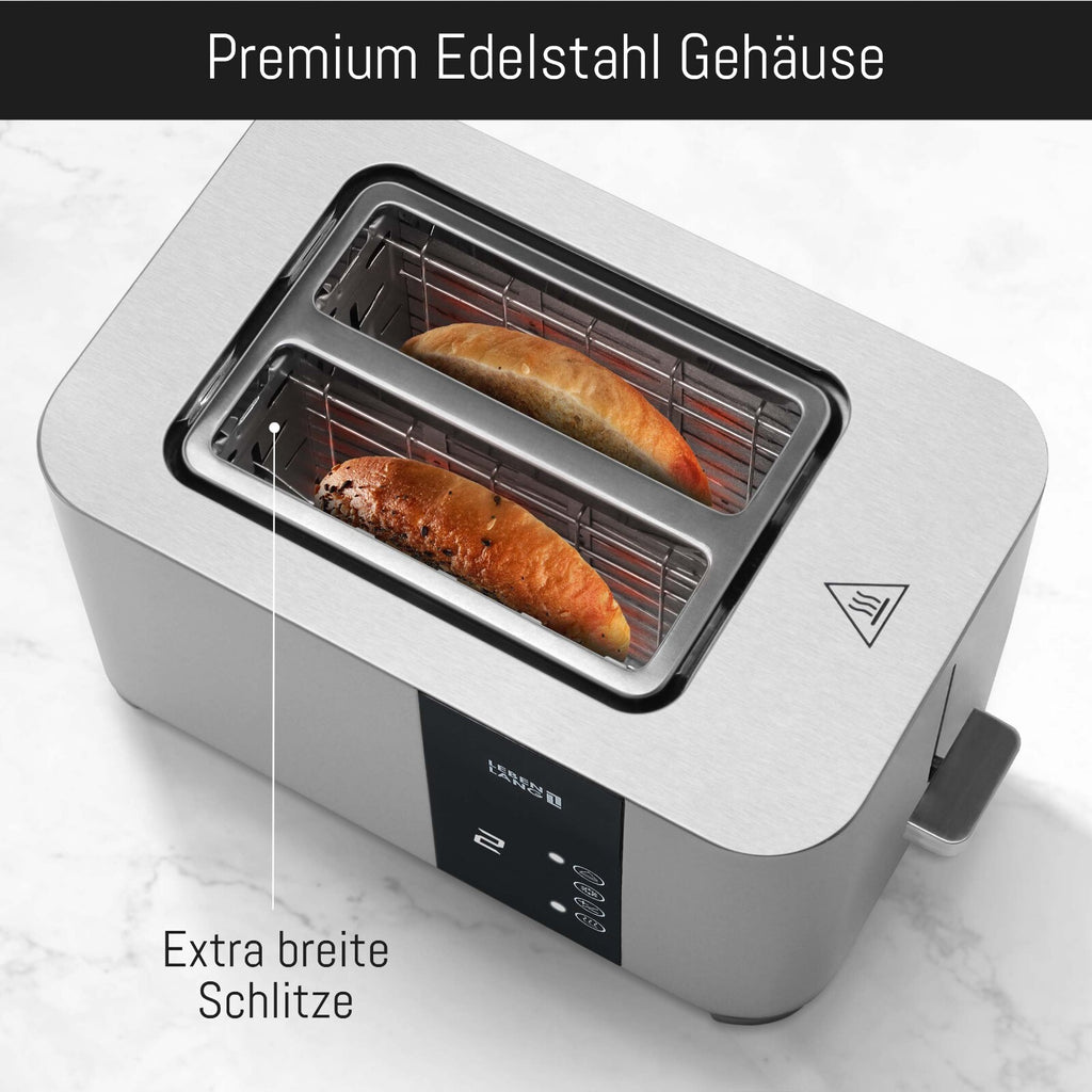 LEBENLANG Toaster Premium 2- Scheiben Multifunktionstoaster aus Edelstahl