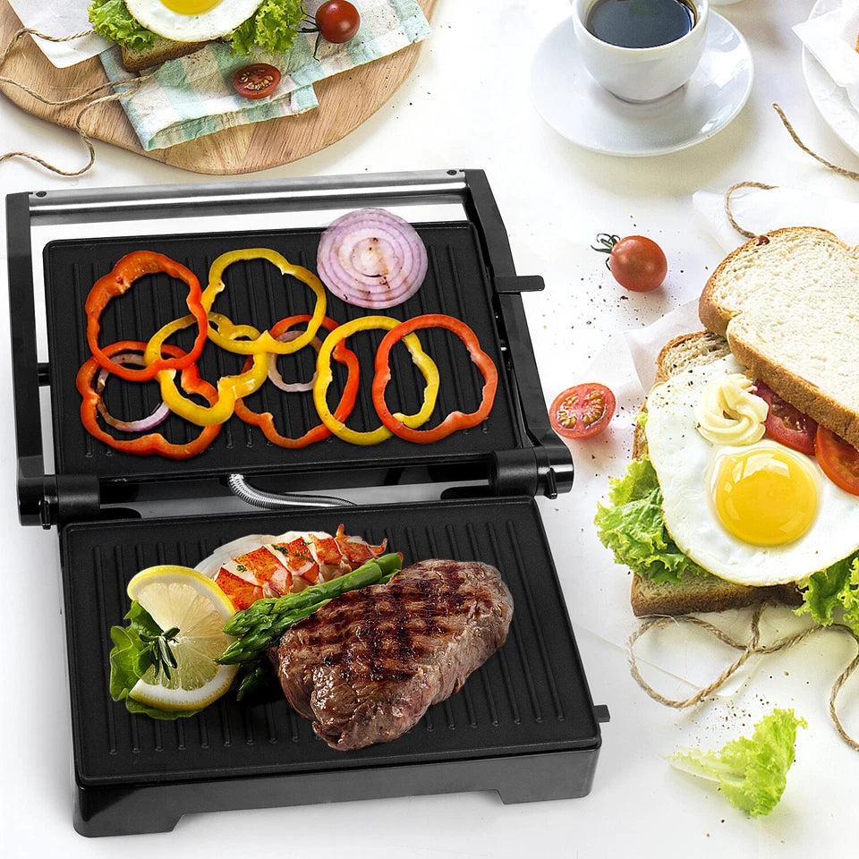 Contact Grill 1000W 180° Open Sandwich Toaster Table Grill PaniniMaker Electric Grill