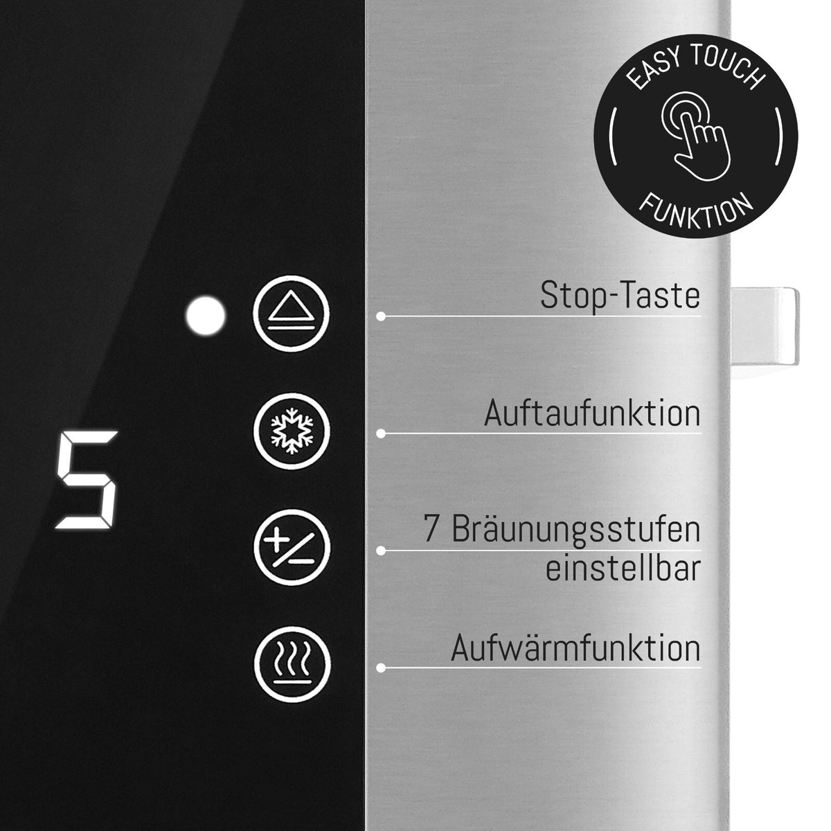 LEBENLANG Toaster Premium 2- Scheiben Multifunktionstoaster aus Edelstahl