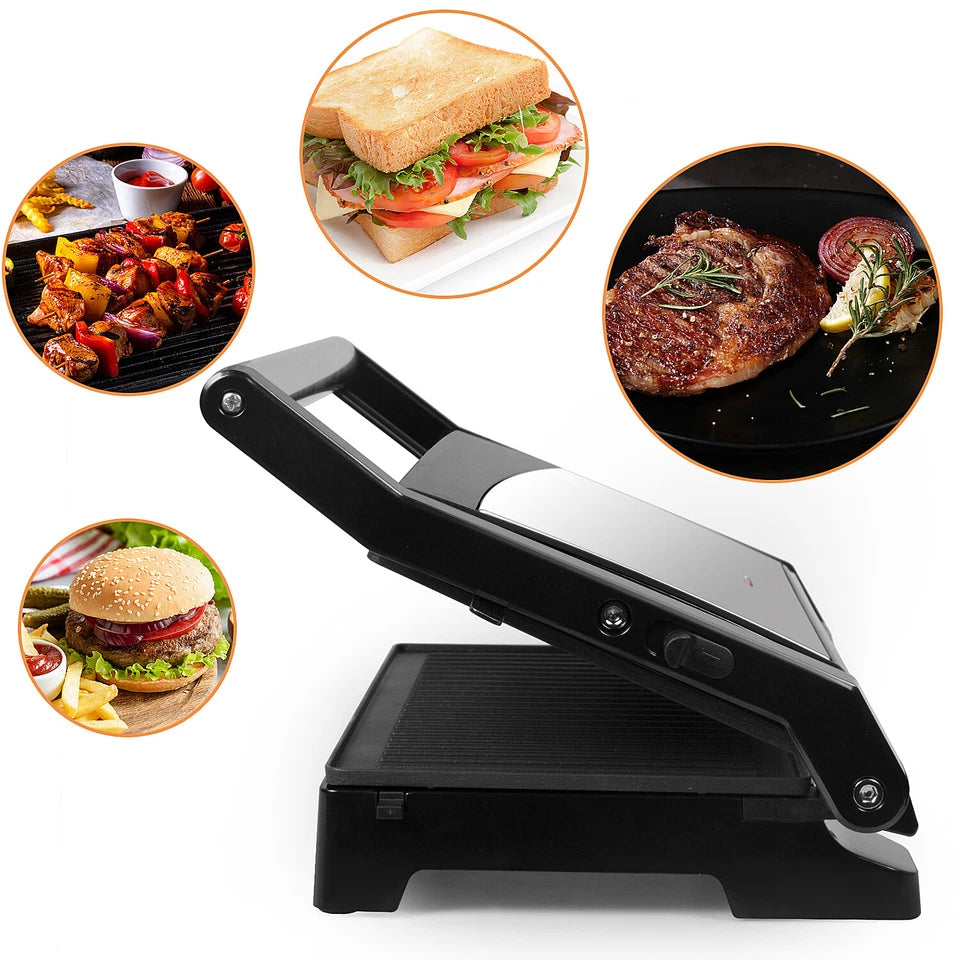 Contact Grill 1000W 180° Open Sandwich Toaster Table Grill PaniniMaker Electric Grill