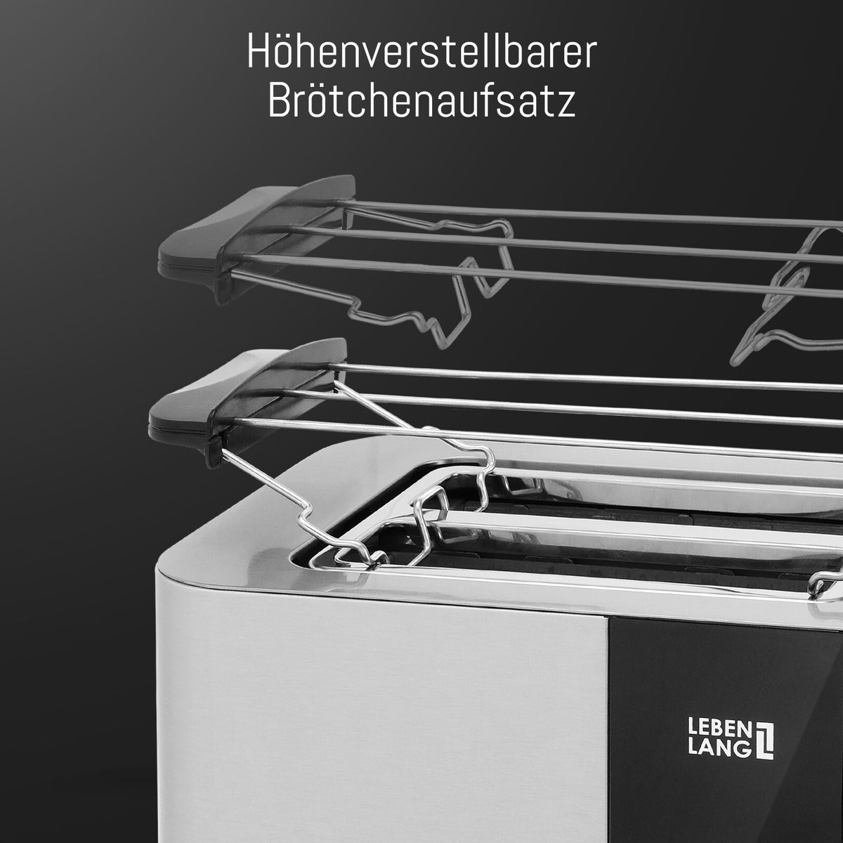LEBENLANG Toaster Premium 2- Scheiben Multifunktionstoaster aus Edelstahl