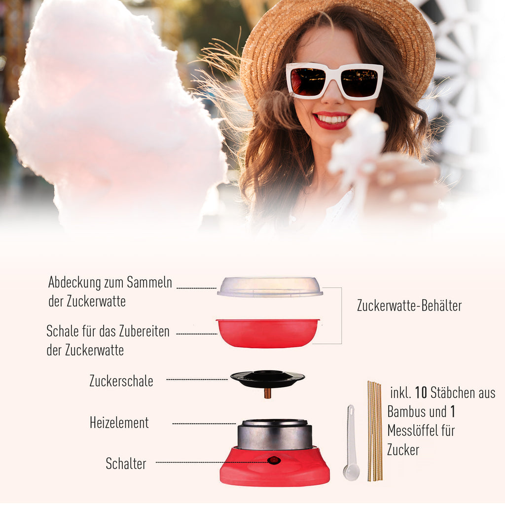 Zuckerwattemaschine Zuckerwattegerät Zuckerwatte Maschine 450W Rot