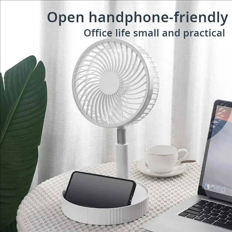 Kabelloser, teleskopierbarer und faltbarer Ventilator, USB-aufladbar und tragbar