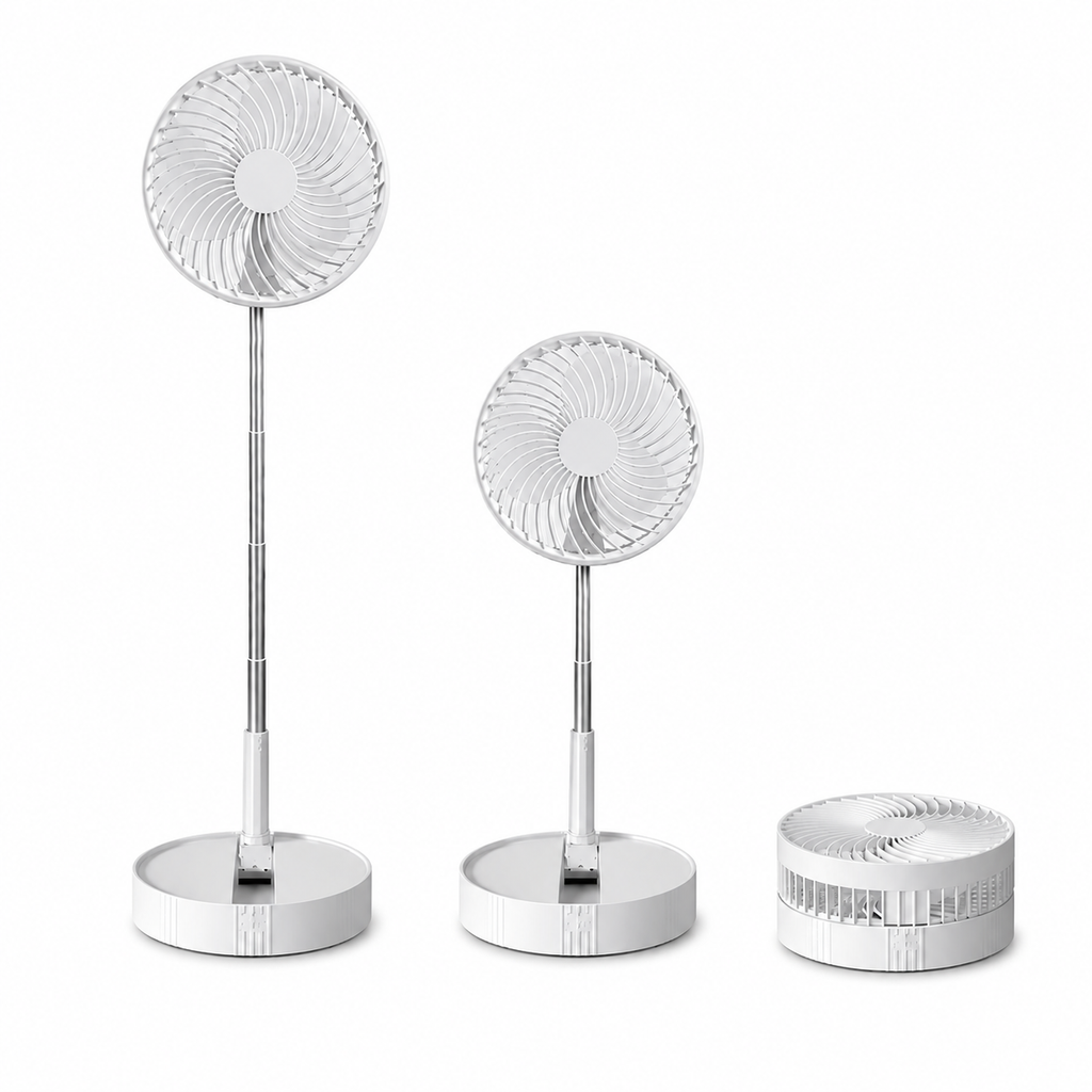 Kabelloser, teleskopierbarer und faltbarer Ventilator, USB-aufladbar und tragbar