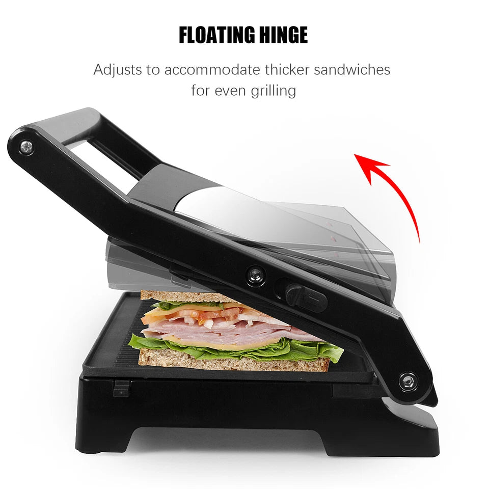 Contact Grill 1000W 180° Open Sandwich Toaster Table Grill PaniniMaker Electric Grill