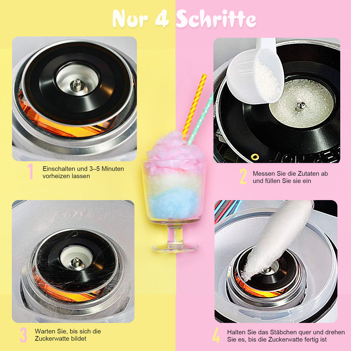 Zuckerwattemaschine Zuckerwattegerät Zuckerwatte Maschine 450W Rot