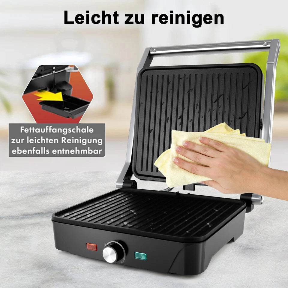 Contact Grill XL 2000W Electric Table Top Grill & Panini Maker 180° Opening 28*25cm