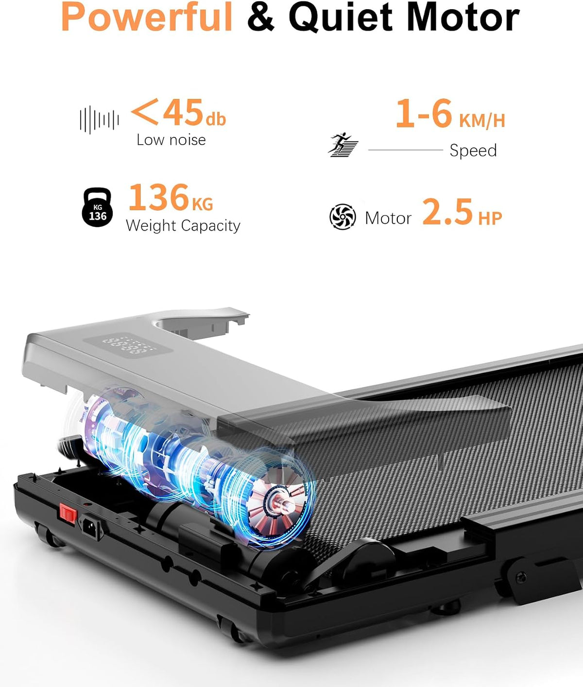 Walking Pad Raceable 2,5 PS APP-Steuerung Untertisch-Laufband 136 kg Tragkraft UK
