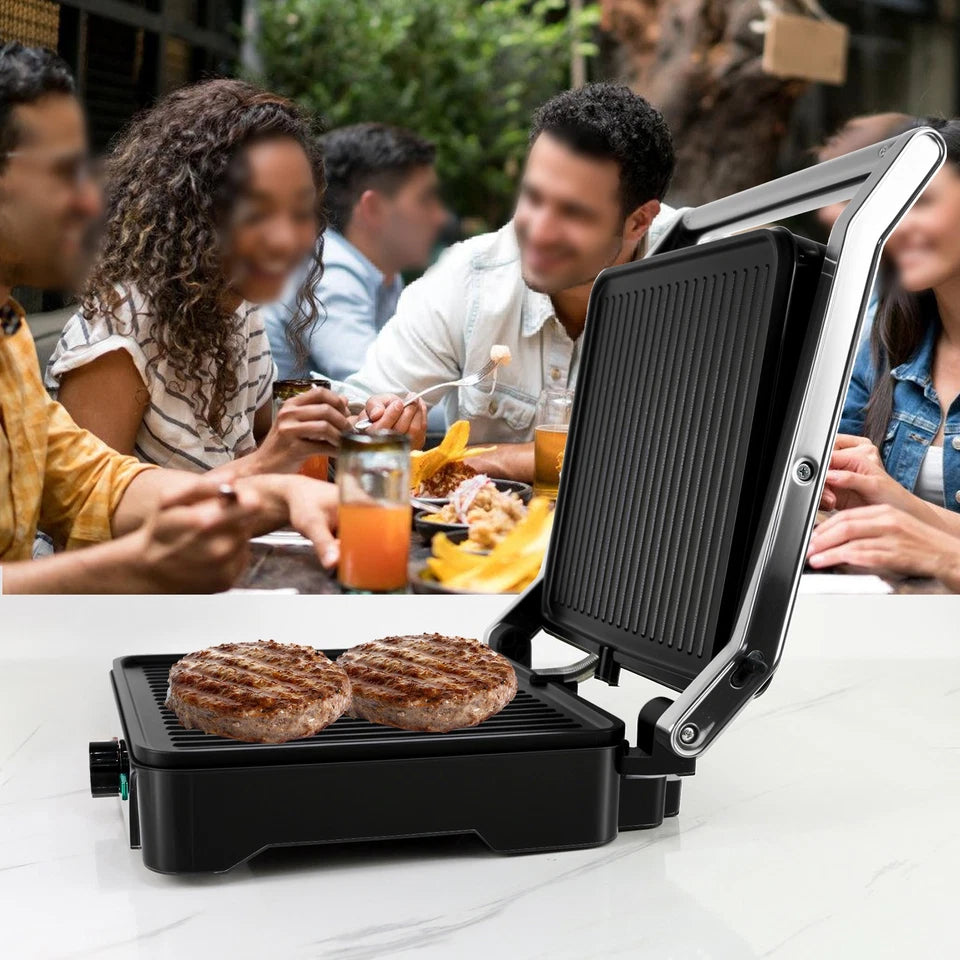 Contact Grill XL 2000W Electric Table Top Grill & Panini Maker 180° Opening 28*25cm