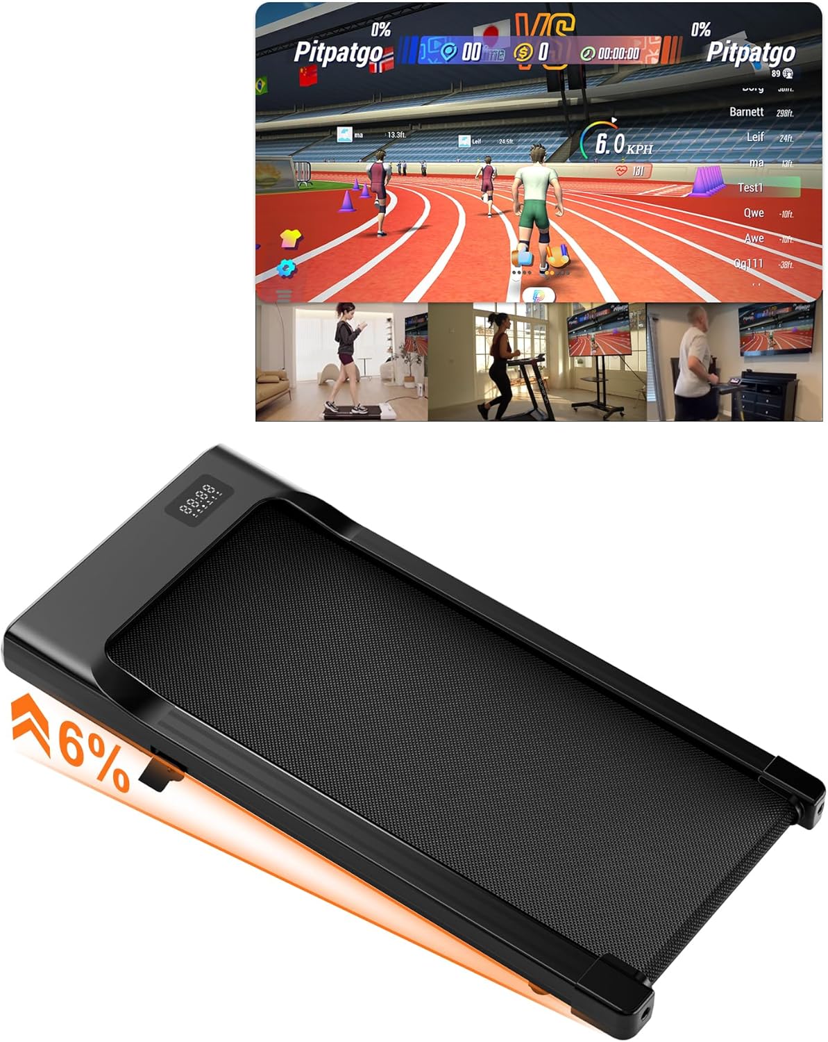 Walking Pad Raceable 2,5 PS APP-Steuerung Untertisch-Laufband 136 kg Tragkraft UK