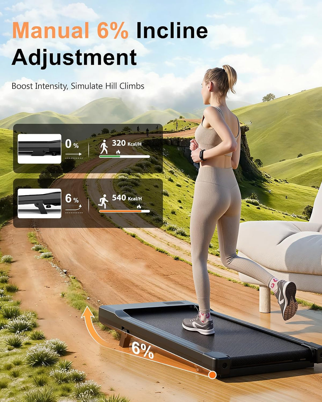 Walking Pad Raceable 2,5 PS APP-Steuerung Untertisch-Laufband 136 kg Tragkraft UK
