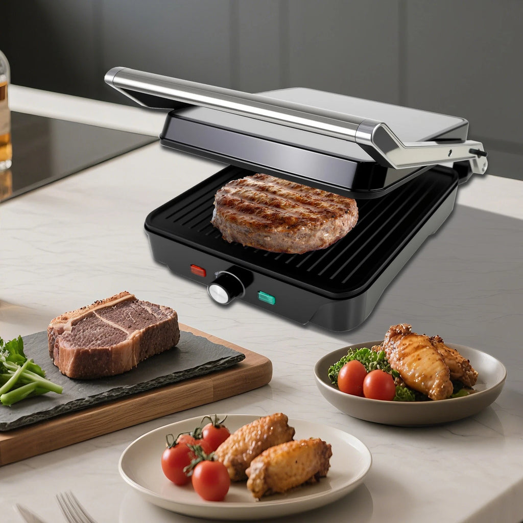 Contact Grill XL 2000W Electric Table Top Grill & Panini Maker 180° Opening 28*25cm