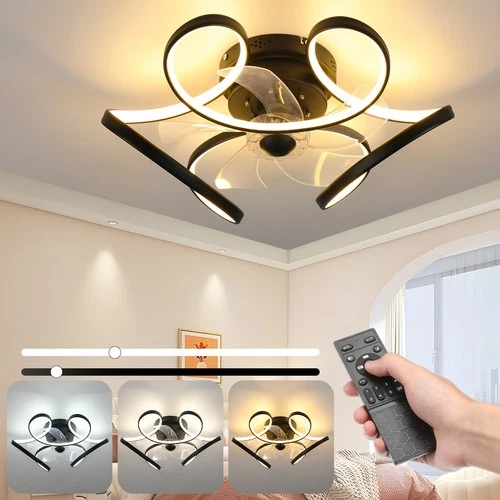 LED-Deckenventilatoren mit Licht, Fernbedienung, Smart-Ventilatorleuchte, 6-stufiger Deckenventilator mit Lampe
