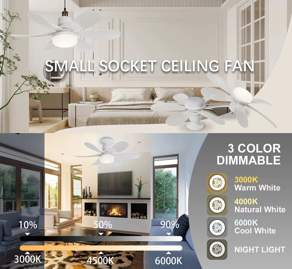 30/40W Modern Led Ceiling Fan with Light Dimmable E27 Bedroom Living Room Fan