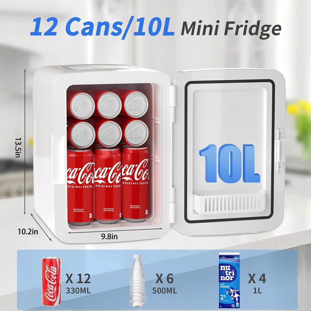 Mini-Kühlschrank 10L Tragbarer elektrischer Tisch-Kühler und Wärmer Kühlbox für Auto und Zuhause