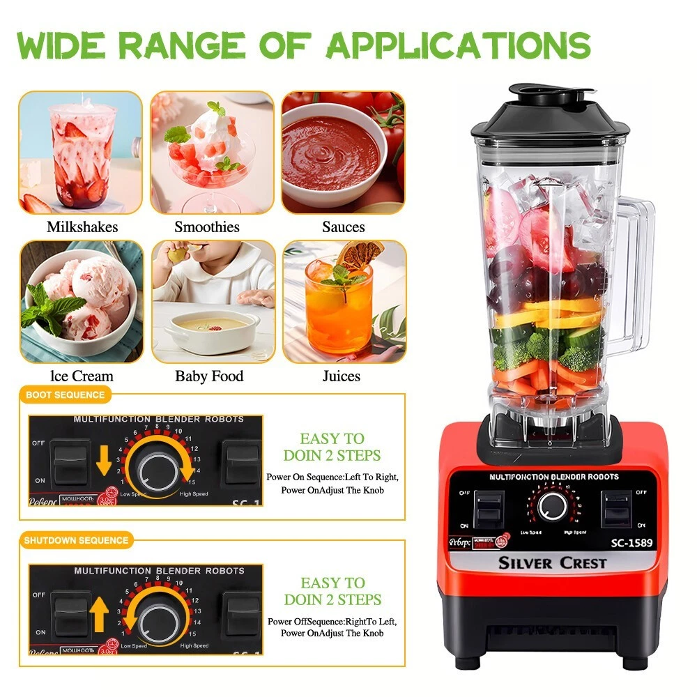 Standmixer Kunststoffkrug Küchenmixer Smoothie-Maker Entsafter Eiscrusher UK